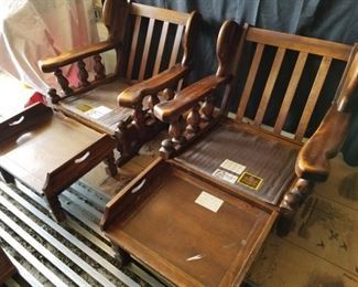Vintage Wide Rocking Chairs with Ottoman