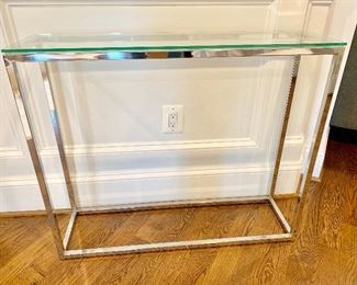 CB2 Modern Crate & Barrel glass/chrome console table