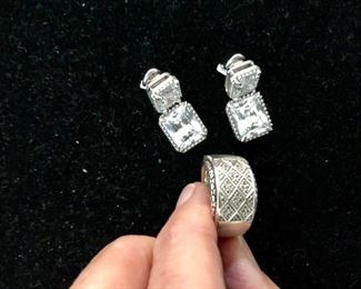 Judith Ripken earrings, Michael Dawkins ring