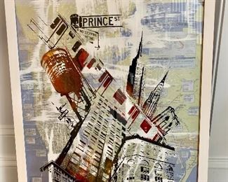 Soho highlights - silkscreen over NYC subway map