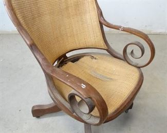 Vintage Wood Wicker Woven Rolling Chair