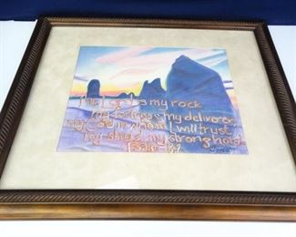 Large, Framed Matted Pastel Psalm Painting