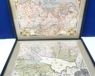 Pair of Vintage Framed Maps