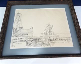 Vintage Seabrook, Texas Ink Art Piece by Jack