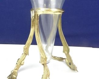 Elegent Glass Vase in Golden Metal Centerpiece Stand