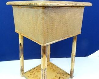 Vintage Bamboo End Table with Storage