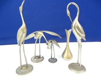 Brass Crane Statuette Set More