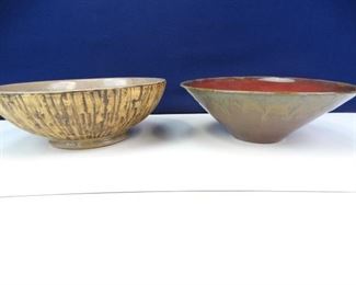 Decorative Pottery Studio Bowls Maroon Tan