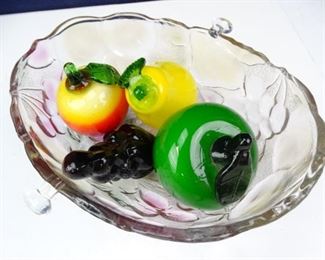 Fruit Bowl with Blown Glass Fruit