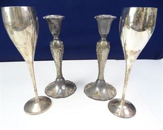 Vintage SilverPlate Candlesticks Champagne Flutes