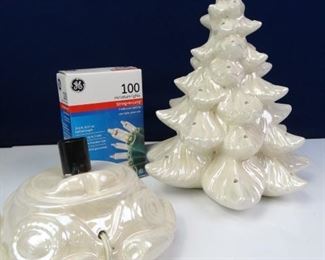 Ornamental Porcelain Christmas Tree Lamp with Lights