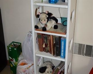 Shelving Unit, Books, Stuffed Animals, & Lamp