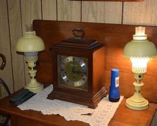 Vintage Clock, Hurricane Lamps