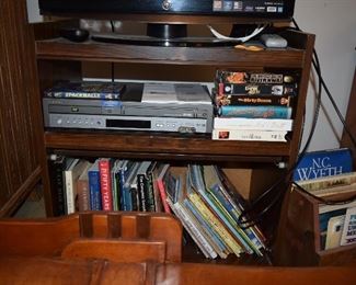 Samsung VHS/DVD Player, VHS Tapes, DVD's, & Books