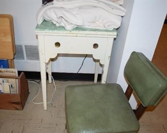 Vintage Sewing Machine Table & Chair