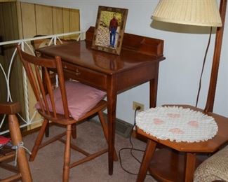Vintage Desk, Chair, & Side Table/Stool