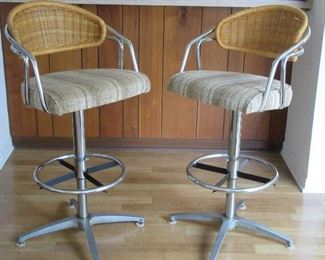 Pair of adjustable height, swivel stools