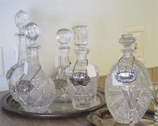 Crystal decanters w/ tags