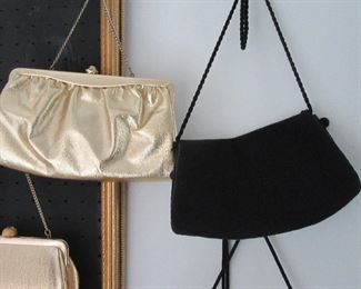 Vintage beaded black evening bag and sparkling gold evening bags