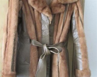 Fur coat w/ leather panels