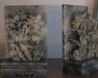 Carved soapstone bookends
