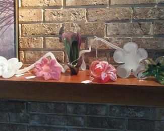 Hand blown glass art deco flower collection