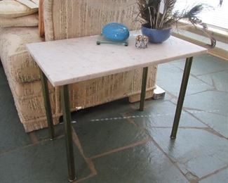 Narrower vintage marble end table w/ brass legs.  From DeForest Antiques on Magazine St. in the 50's.