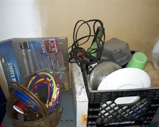 Metal Shelves and Contents of Top Shelf