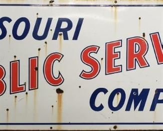 1940s Missouri Public Service Porcelain Sign From Clinton Missouri