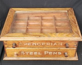 Spencerian Steel Pen Antique Store Countertop Display Case