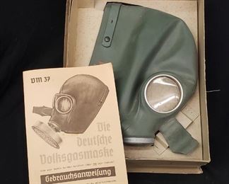 NOS German Gas Mask w/ Original Box has the Swastika on mask