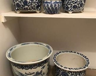 Blue and White Flower Pots