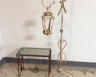 Lantern on Shepherds Hook with Table