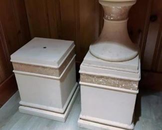 Pair of Pedestals and Plant Urn