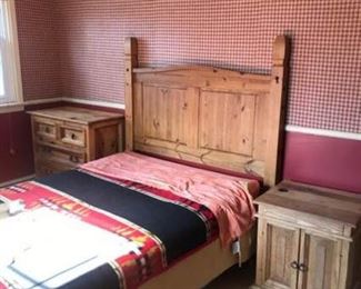Pine Headboard, Chest, and Nightstand