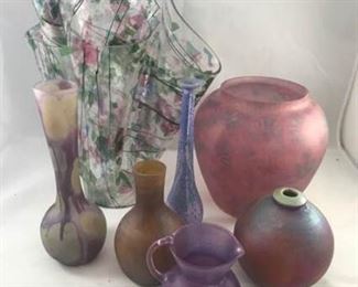 Seven Pieces of Art Vases Purple