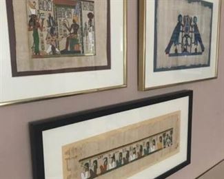 Three Egyptian Rice Paper Art Pieces