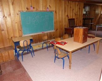 Vintage school desks and chairs