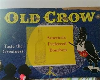 Old  Crow bourbon whiskey large cardboard display (old) salvaged from an old liquor store, Front Street Wilmington 