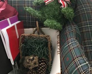 Vintage sofa, decorations and gathered stuff