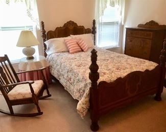 Antique full bed, matching bureau and fabulous rocking chair.  