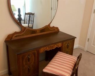 Matching vanity with mirror and bench.  