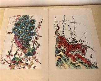 Absolutely spectacular signed paintings on silk.  About 12 x 15".