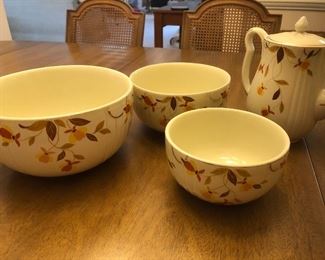 These bowls and coffee pot are great and mid-century Hall's Superior Quality Kithenware.  