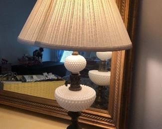 Antique Milk Glass lamp 29”
