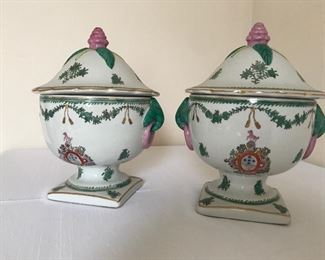 Two lovely, antique covered bowls