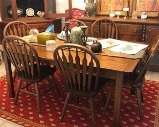 Mid-century farm table with 6 chairs. 