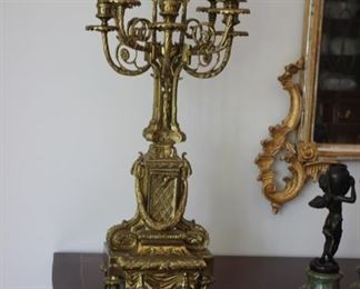 Pair of bronze candelabras
