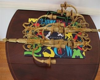 Pair of bronze candle sconces