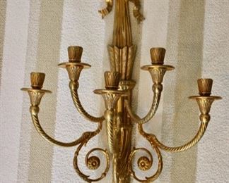 Pair of bronze candle sconces